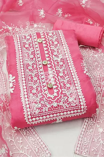 embroidered organza unstitched dress material