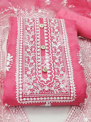 embroidered organza unstitched dress material 2