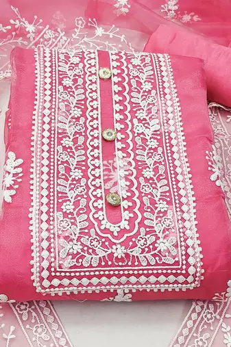embroidered organza unstitched dress material