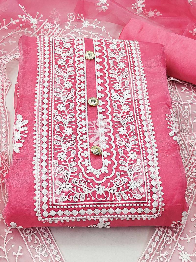 embroidered organza unstitched dress material
