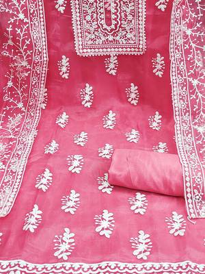 embroidered organza unstitched dress material 3