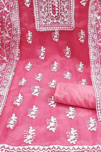 embroidered organza unstitched dress material