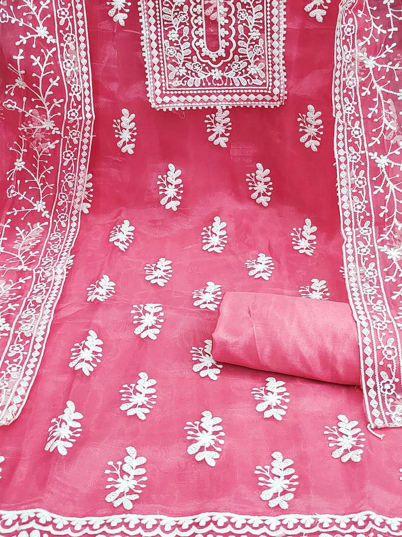 embroidered organza unstitched dress material