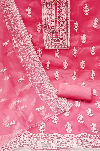 embroidered organza unstitched dress material