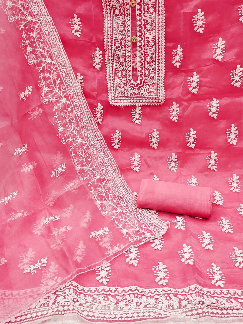 embroidered organza unstitched dress material