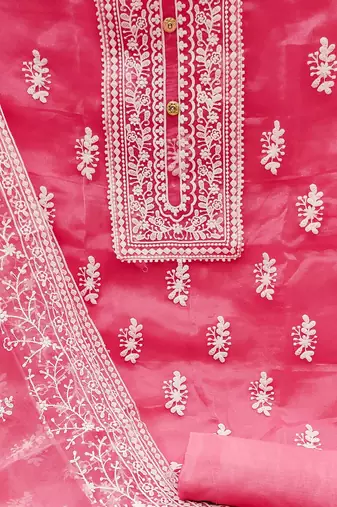 embroidered organza unstitched dress material