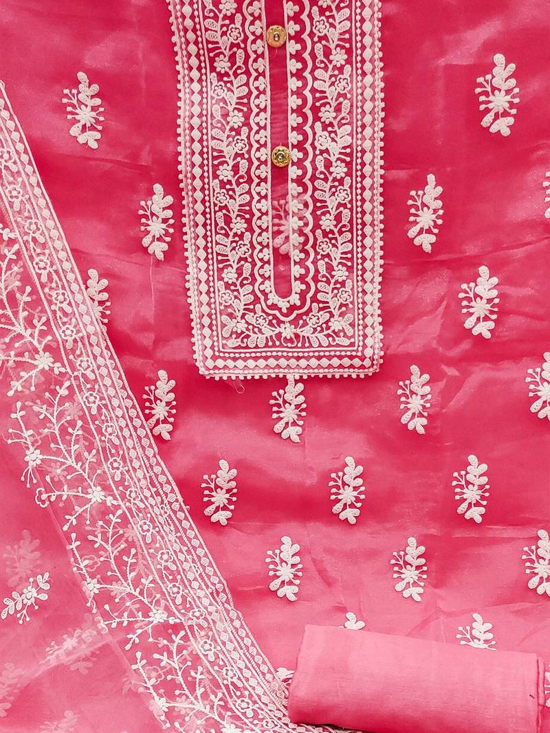 embroidered organza unstitched dress material