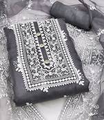 ethnic motifs embroidered organza unstitched dress material