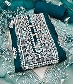 ethnic motifs embroidered organza unstitched dress material