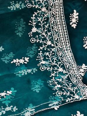 ethnic motifs embroidered organza unstitched dress material 5