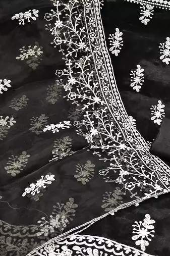 floral embroidered organza unstitched dress material