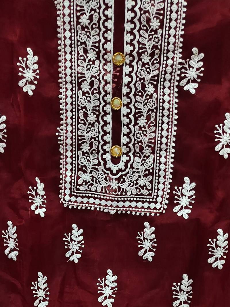 embroidered organza unstitched dress material