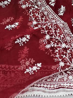 embroidered organza unstitched dress material 5
