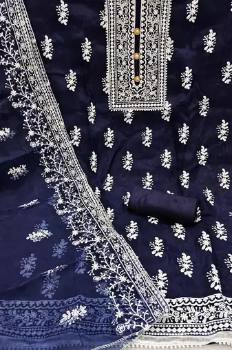 embroidered organza unstitched dress material