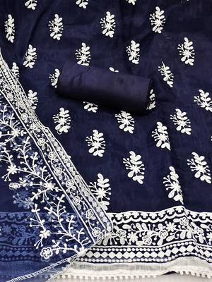 embroidered organza unstitched dress material 3