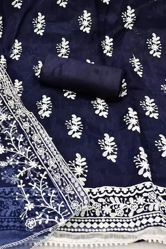 embroidered organza unstitched dress material