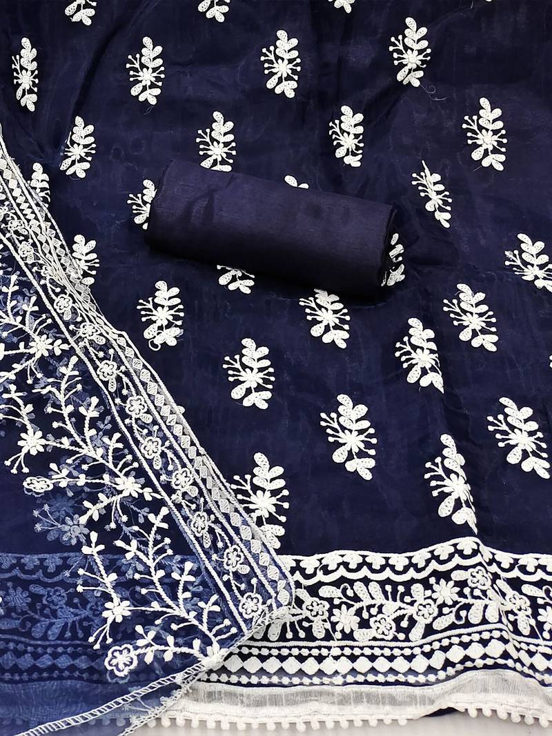 embroidered organza unstitched dress material