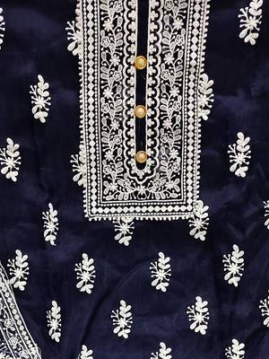 embroidered organza unstitched dress material 4