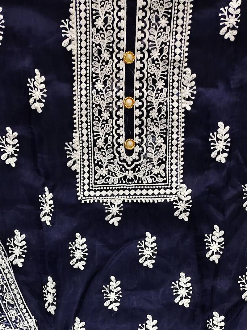 embroidered organza unstitched dress material