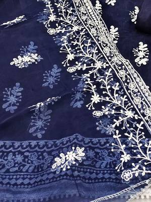 embroidered organza unstitched dress material 5