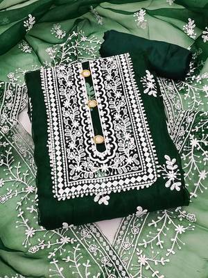 embroidered organza unstitched dress material 1