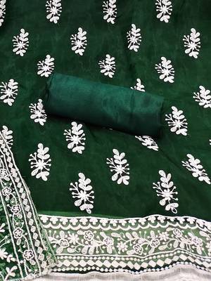 embroidered organza unstitched dress material 2