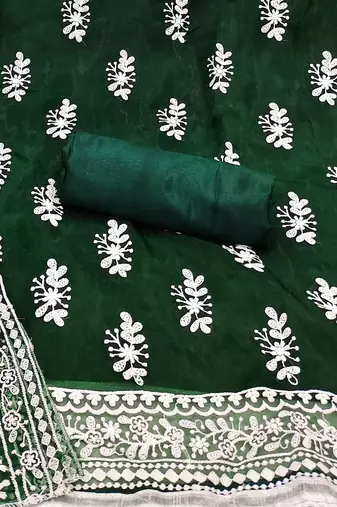 embroidered organza unstitched dress material