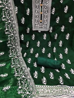 embroidered organza unstitched dress material 3