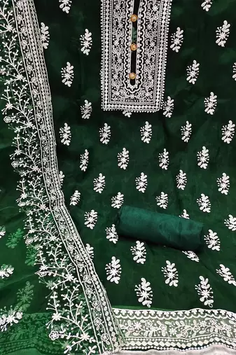 embroidered organza unstitched dress material