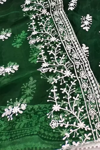 embroidered organza unstitched dress material