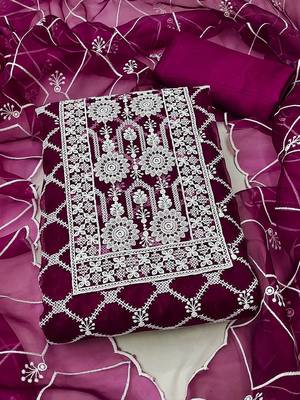 embroidered unstitched dress material 1