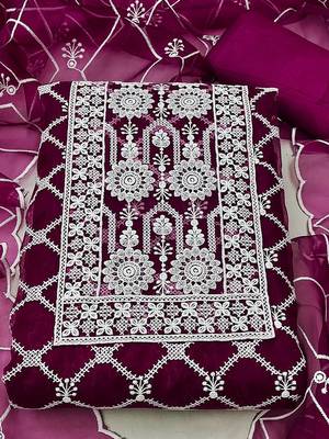 embroidered unstitched dress material 2