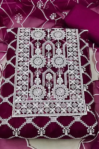 embroidered unstitched dress material