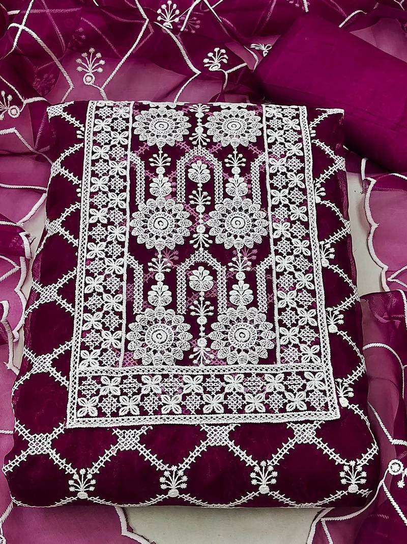 embroidered unstitched dress material