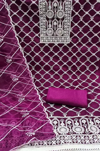 embroidered unstitched dress material