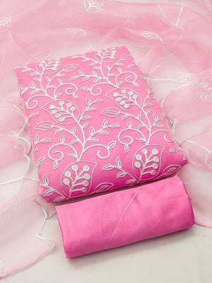 ethnic motifs embroidered unstitched dress material 5