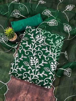chikankari embroidered unstitched dress material 1
