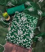 chikankari embroidered unstitched dress material