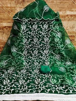 chikankari embroidered unstitched dress material 2