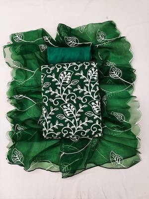 chikankari embroidered unstitched dress material 3