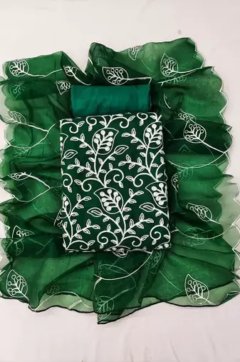 chikankari embroidered unstitched dress material
