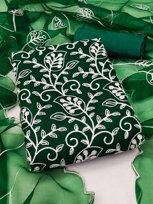 chikankari embroidered unstitched dress material 4