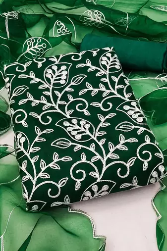 chikankari embroidered unstitched dress material