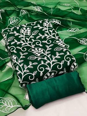 chikankari embroidered unstitched dress material 5