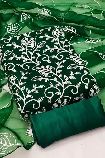 chikankari embroidered unstitched dress material
