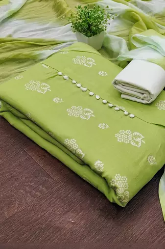 women green printed floral dress material
