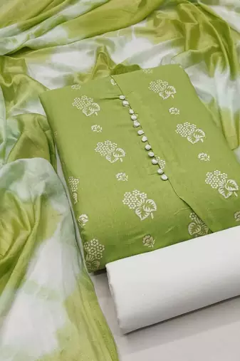 women green printed floral dress material