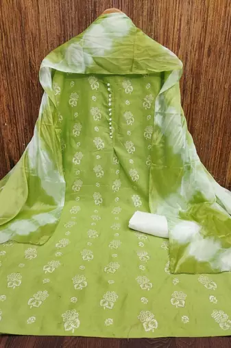 women green printed floral dress material