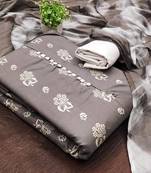women grey printed floral dress material