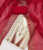 paisley embroidered sequinned chanderi butti silk unstitched dress material